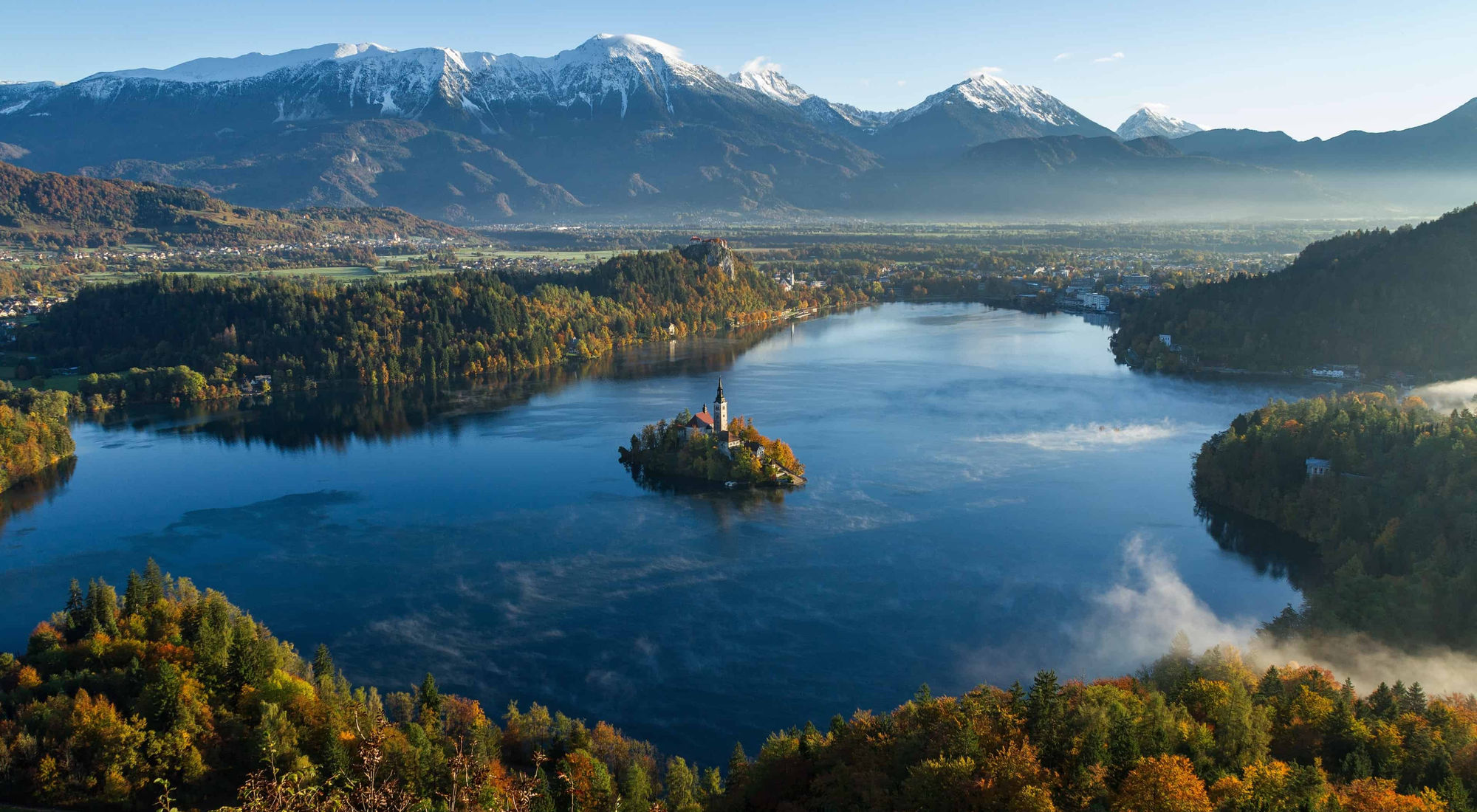 Lake Bled, Bled Island and the mountains near Villa Adora